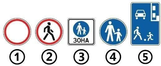 Ілюстрація до питання: Який із зображених дорожніх знаків інформує про початок житлової зони?